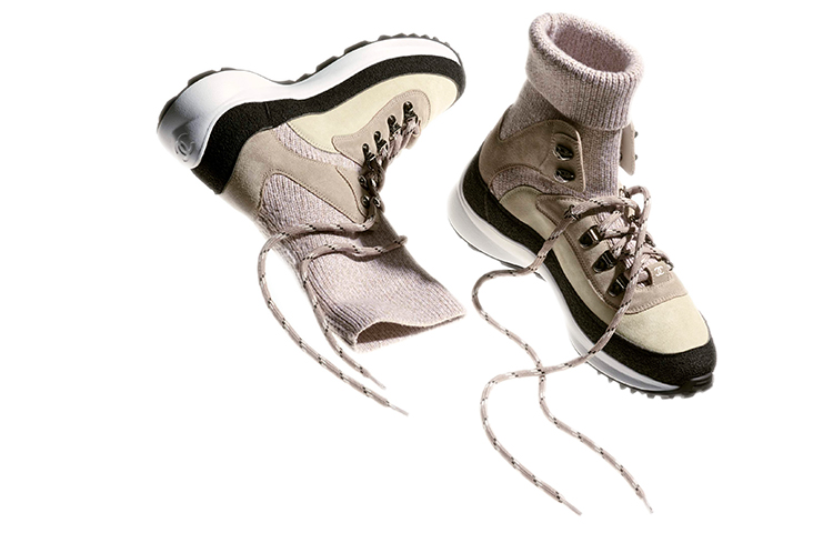 (W) Chanel Suede Effect Calfskin Knit Sneaker 'Pink Black' 圖 4