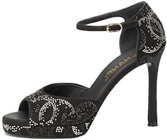 (Women) Chanel Suede Open-Toe Buckle One-Strap Sandals 'Black' G45289-B14502-NS334 (Women) Chanel Suede Open-Toe Buckle One-Strap Sandals 'Black' G45289-B14502-NS334