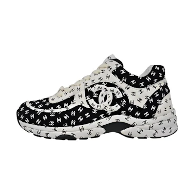 (W) Chanel Suede Trainer Printed CC Black