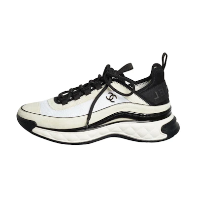 (W) Chanel Suede Trainer White Black