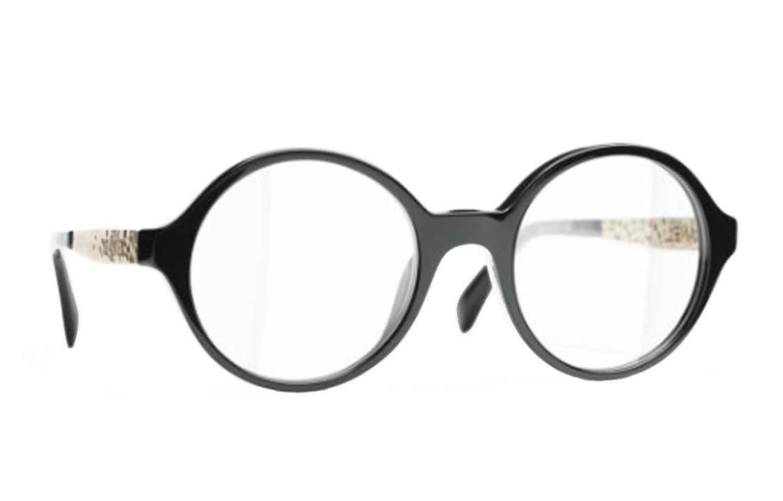 (Women) CHANEL Textured Round Optical Glasses for Women with Logo Detail. CH3411A-C622