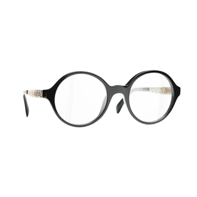 (Women) CHANEL Textured Round Optical Glasses for Women with Logo Detail. CH3411A-C622