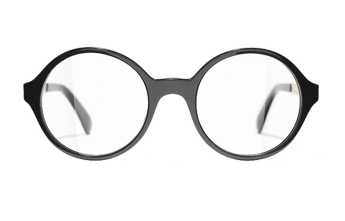 Lookbook (W) 香奈儿女款圆形纹理光学眼镜，带标志细节。 CH3411A-C622