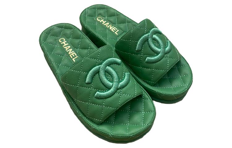 (W) Chanel Thick Sole One-Strap Slide 'Fashion Green' 圖 3