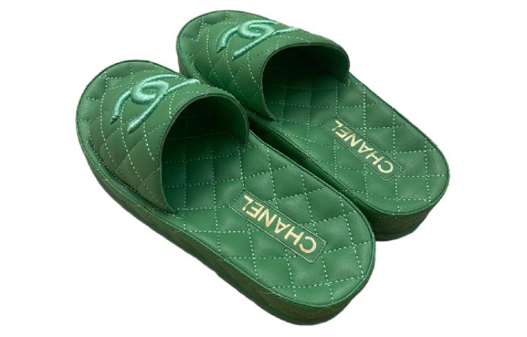 (W) Chanel Thick Sole One-Strap Slide 'Fashion Green' 圖 4
