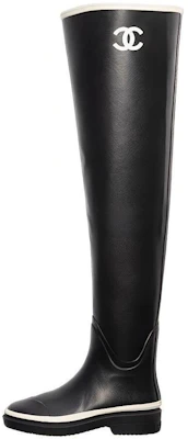 (Women) Chanel Thigh High Rubber Rain Boots Black G39625-X56326-K5255 Buy (Women) Chanel Thigh High Rubber Rain Boots Black G39625-X56326-K5255