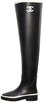 (Women) Chanel Thigh High Rubber Rain Boots Black G39625-X56326-K5255 Buy (Women) Chanel Thigh High Rubber Rain Boots Black G39625-X56326-K5255