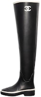 (Women) Chanel Thigh High Rubber Rain Boots Black G39625-X56326-K5255 (Women) Chanel Thigh High Rubber Rain Boots Black G39625-X56326-K5255