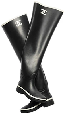 (Women) Chanel Thigh High Rubber Rain Boots Black G39625-X56326-K5255 Lookbook (Women) Chanel Thigh High Rubber Rain Boots Black G39625-X56326-K5255