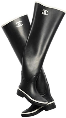 (Women) Chanel Thigh High Rubber Rain Boots Black G39625-X56326-K5255 Lookbook (Women) Chanel Thigh High Rubber Rain Boots Black G39625-X56326-K5255