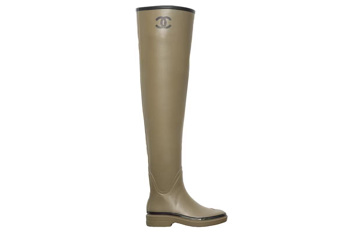 Order (W) シャネル ラバー サイハイブーツ (ダークベージュ) G39625-X56326-K5218