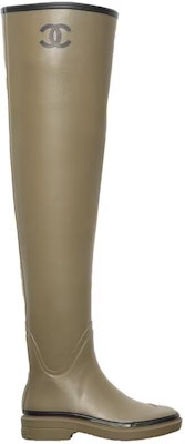 (Women) Chanel Thigh High Rubber Rain Boots Dark Beige G39625-X56326-K5218 Order (Women) Chanel Thigh High Rubber Rain Boots Dark Beige G39625-X56326-K5218