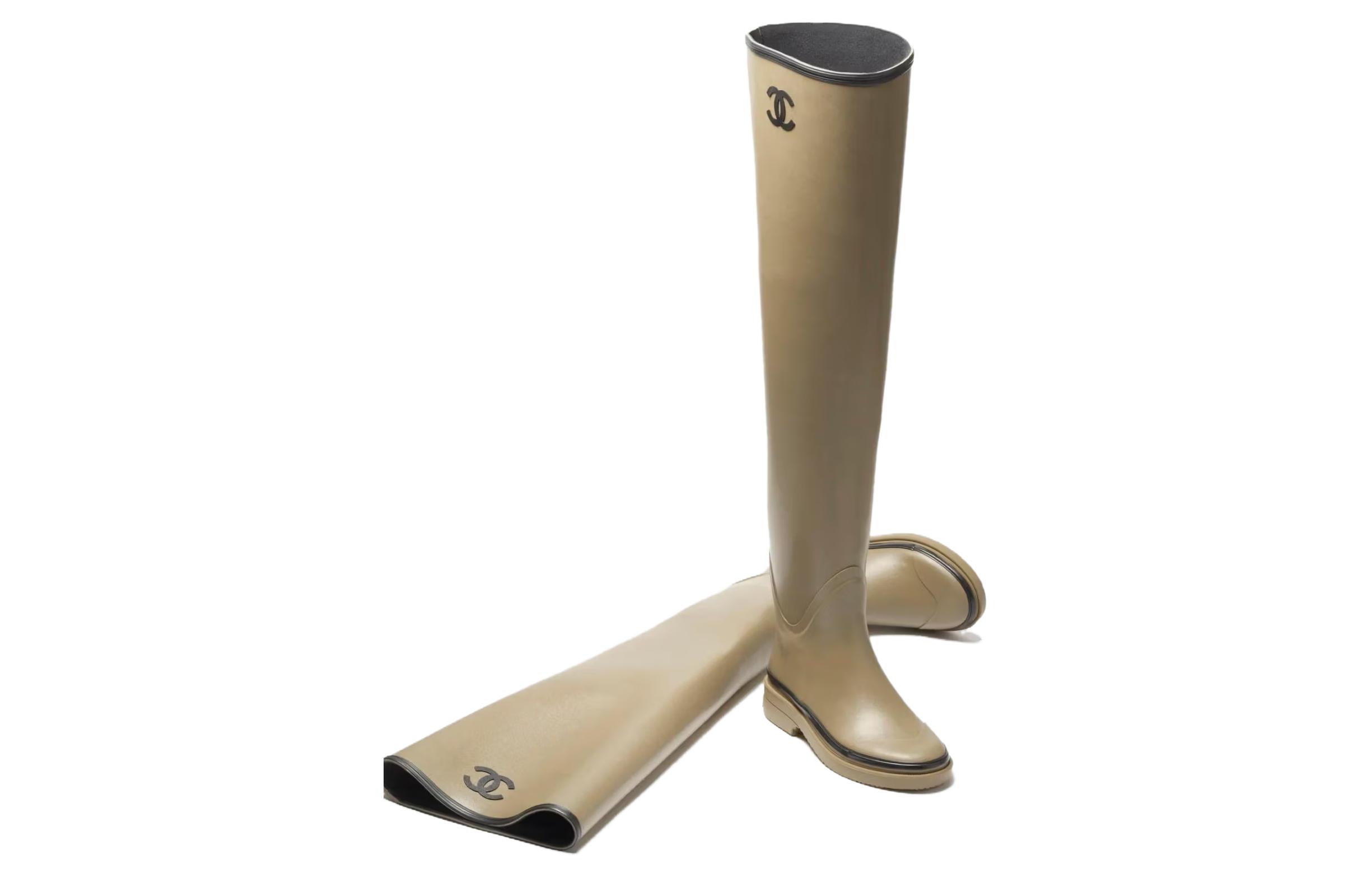 Lookbook (W) シャネル ラバー サイハイブーツ (ダークベージュ) G39625-X56326-K5218