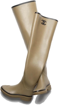 (Women) Chanel Thigh High Rubber Rain Boots Dark Beige G39625-X56326-K5218 Shop (Women) Chanel Thigh High Rubber Rain Boots Dark Beige G39625-X56326-K5218