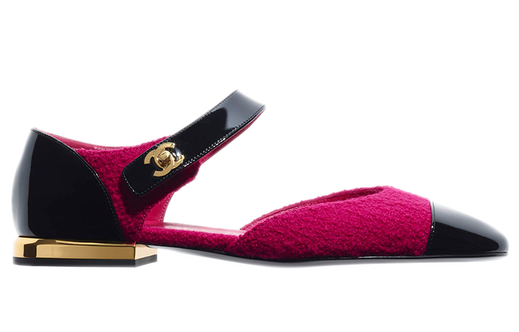 (W) Chanel Tweed and Patent Calfskin Ballet Flats 'Pink Black' 圖 2