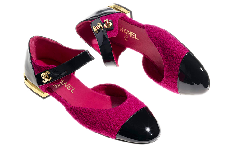 (W) Chanel Tweed and Patent Calfskin Ballet Flats 'Pink Black' 圖 3
