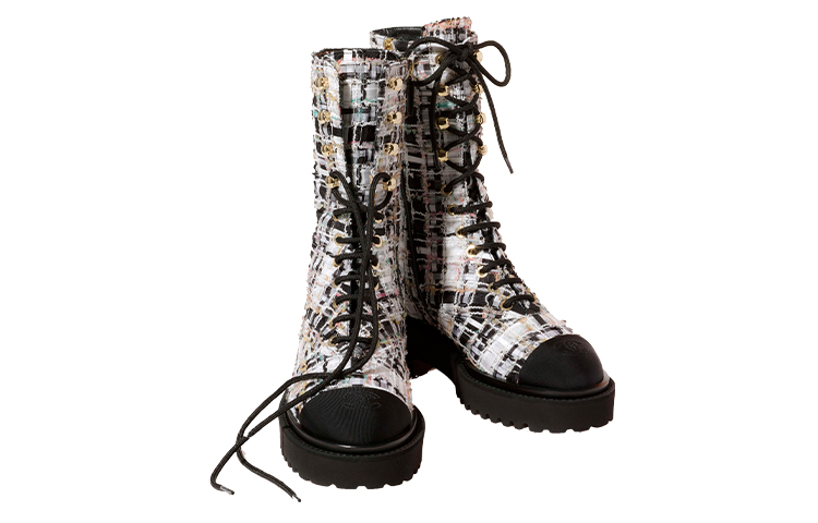 (W) Chanel Tweed and Satin Ankle Boots 'Black White' 圖 2