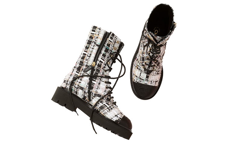 (W) Chanel Tweed and Satin Ankle Boots 'Black White' 圖 3