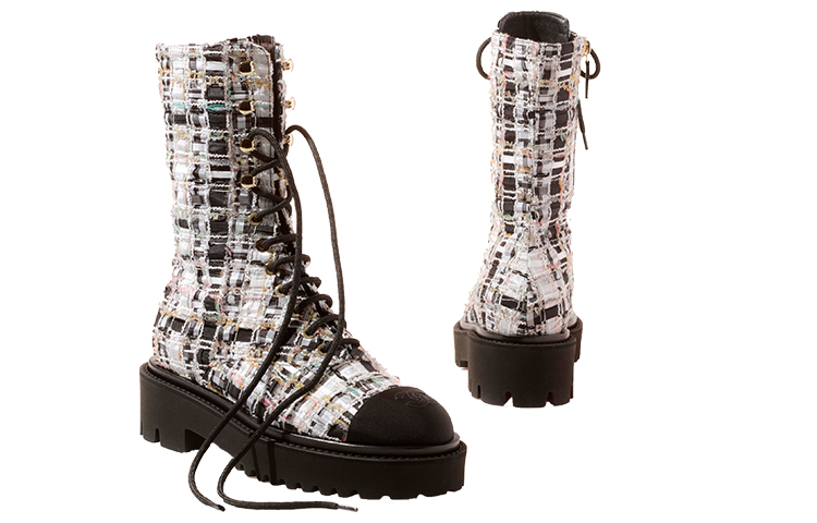 (W) Chanel Tweed and Satin Ankle Boots 'Black White' 圖 4