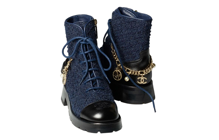(W) Chanel Tweed Boot 'Navy Blue' 圖 4