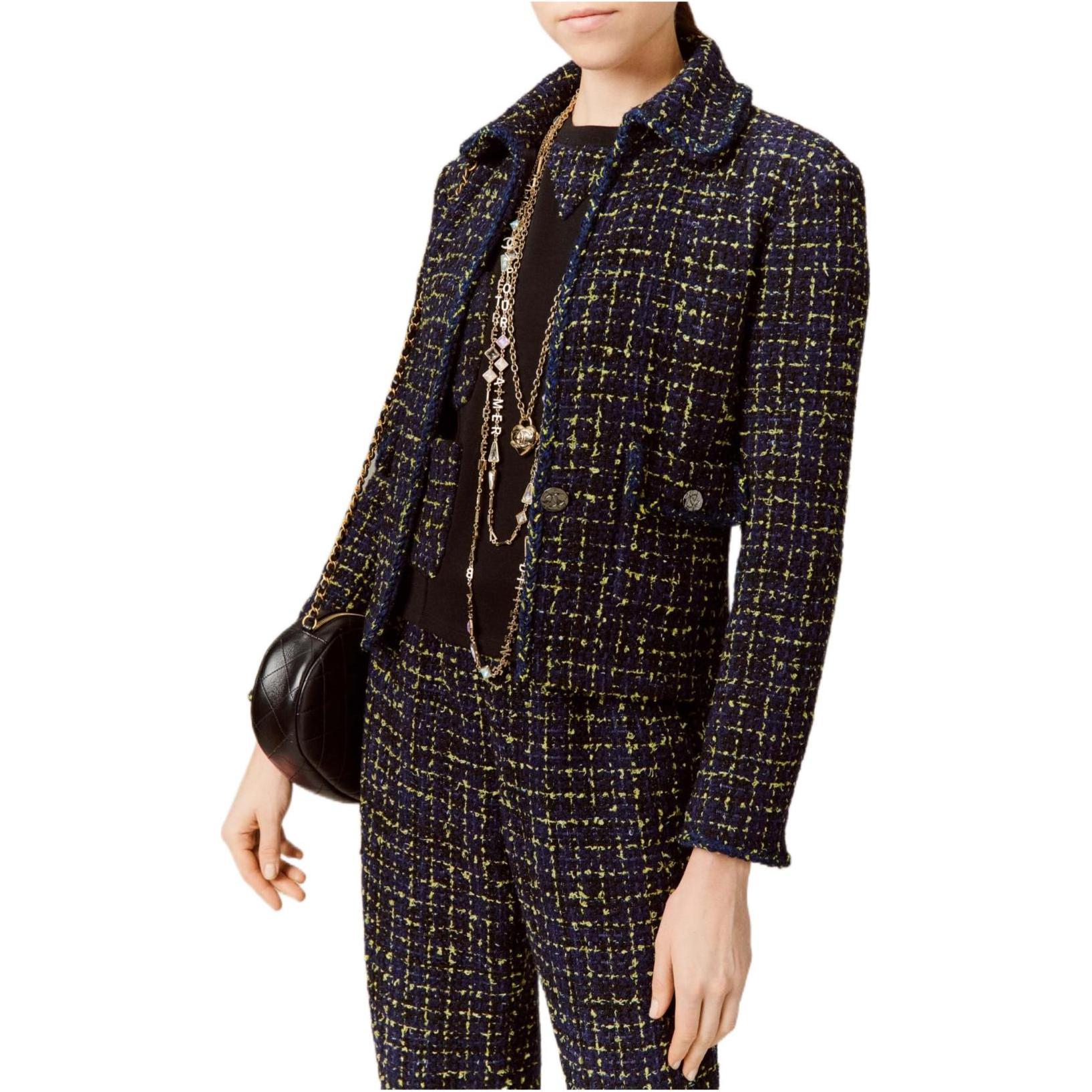 (Women) CHANEL Tweed Collared Single-Breasted Jacket Women FW22 Black P73337-V64913-NJ586