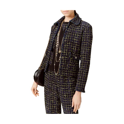 (Women) CHANEL Tweed Collared Single-Breasted Jacket Women FW22 Black P73337-V64913-NJ586