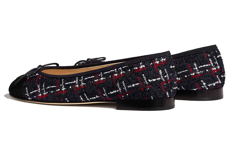 (W) Chanel Tweed Flats 'Navy Blue' 圖 4
