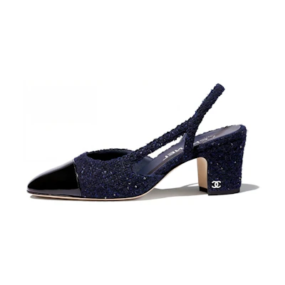 (W) Chanel Tweed High Heels 'Navy Blue'