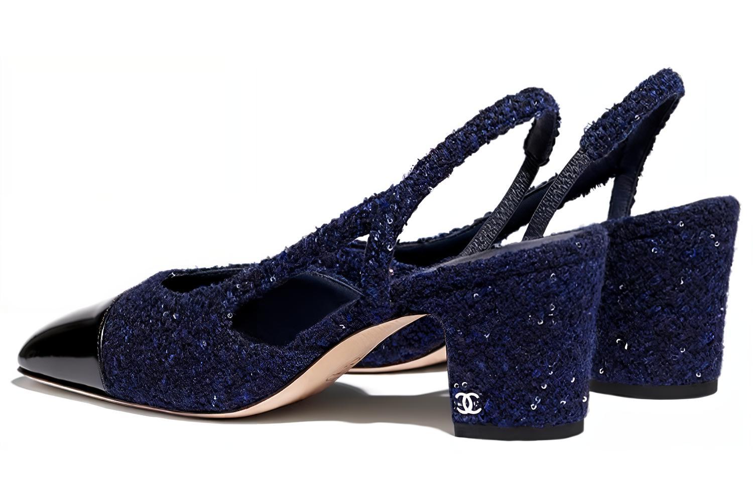 (W) Chanel Tweed High Heels 'Navy Blue' 圖 4