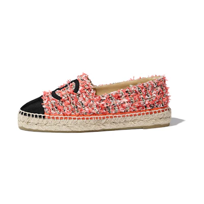 (W) Chanel Tweed Satin Fisherman Shoes 'Black Red'