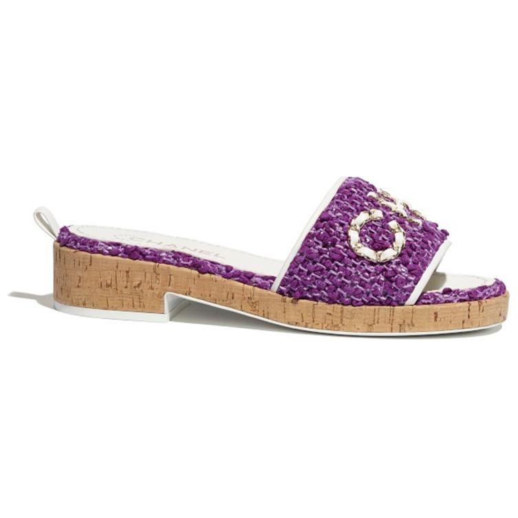 (W) Chanel Tweed Slippers 'Purple' 圖 2