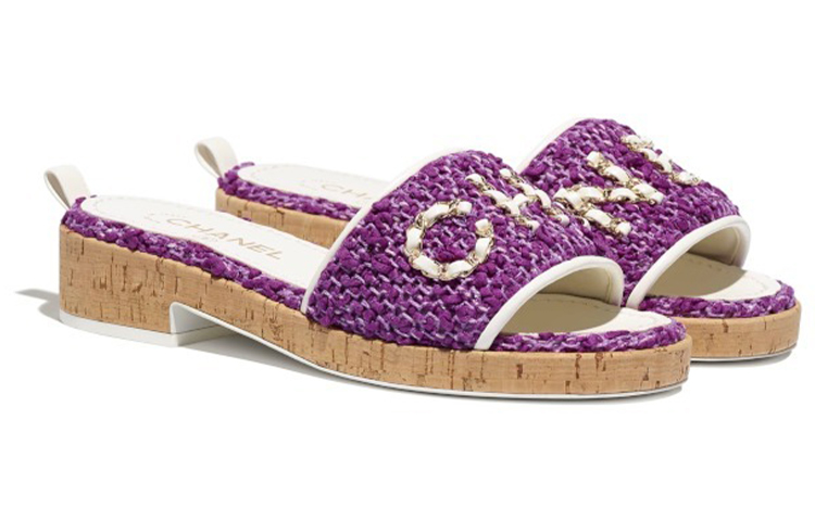 (W) Chanel Tweed Slippers 'Purple' 圖 3