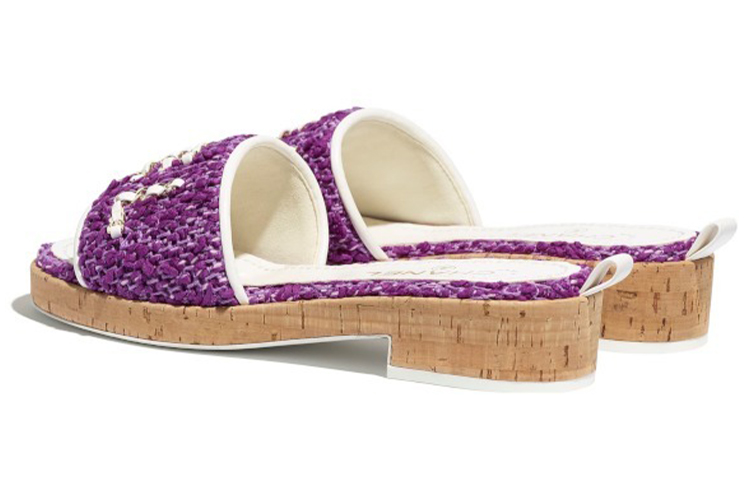 (W) Chanel Tweed Slippers 'Purple' 圖 4