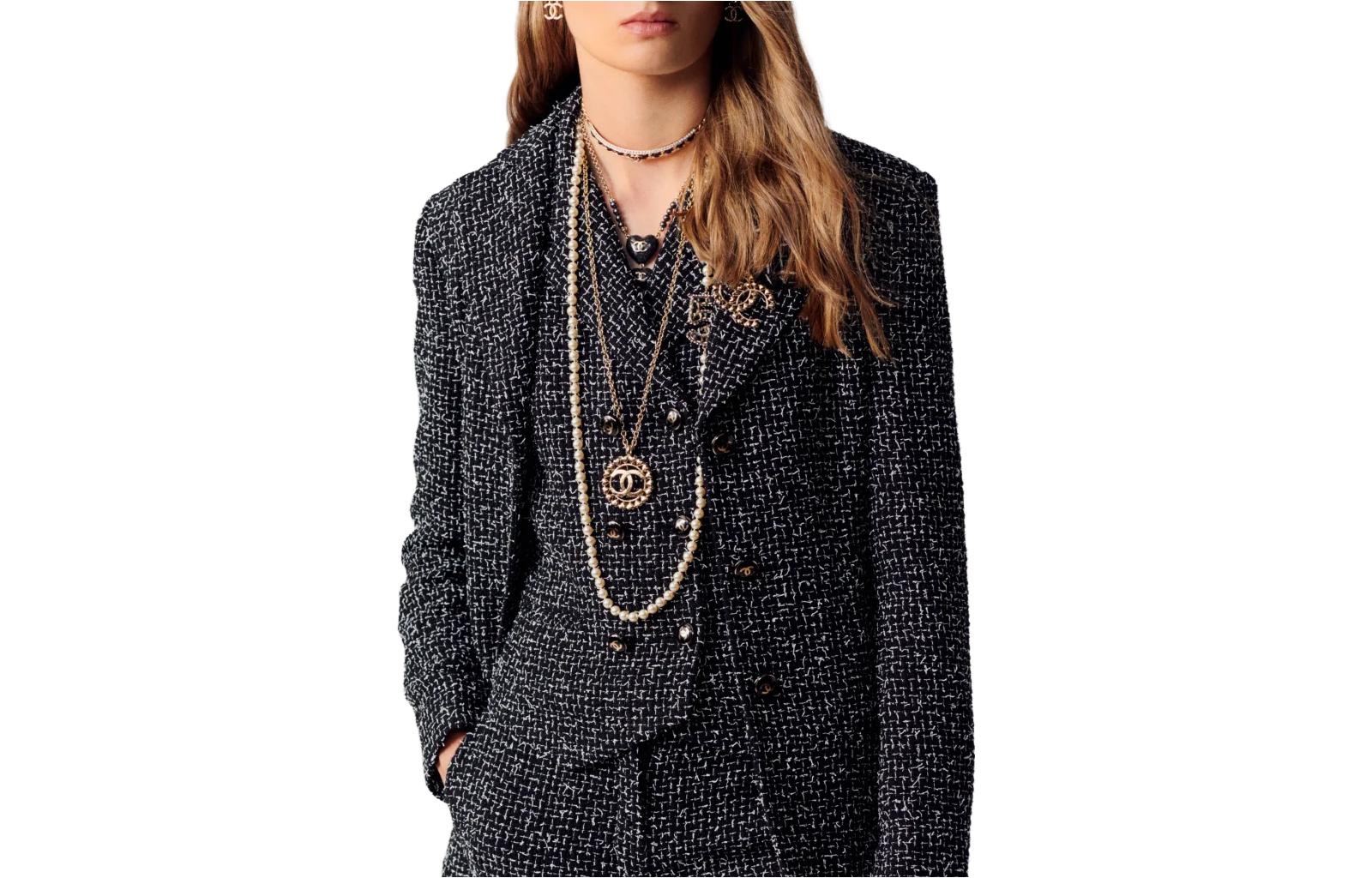 (Women) CHANEL V-Neck Double-Breasted Twill Vest  Black - Spring Summer 2023. P74437-V65925-M9999