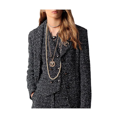 (Women) CHANEL V-Neck Double-Breasted Twill Vest Black - Spring Summer 2023. P74437-V65925-M9999