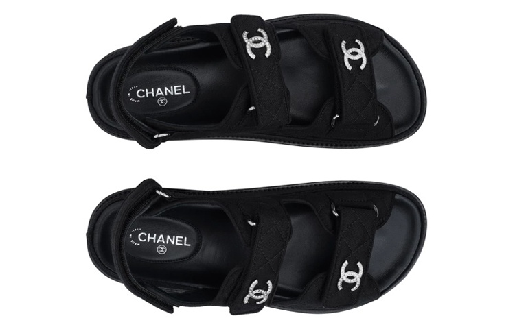 Lookbook (W) 香奈儿黑色魔术贴平底时尚凉鞋 G31848-X51653-94305