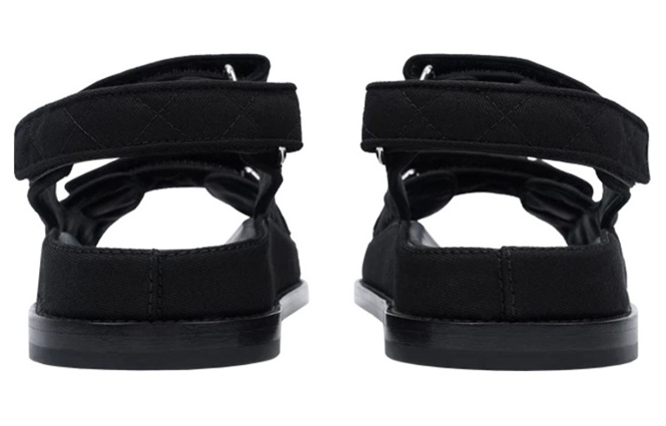 Shop (W) 香奈儿黑色魔术贴平底时尚凉鞋 G31848-X51653-94305