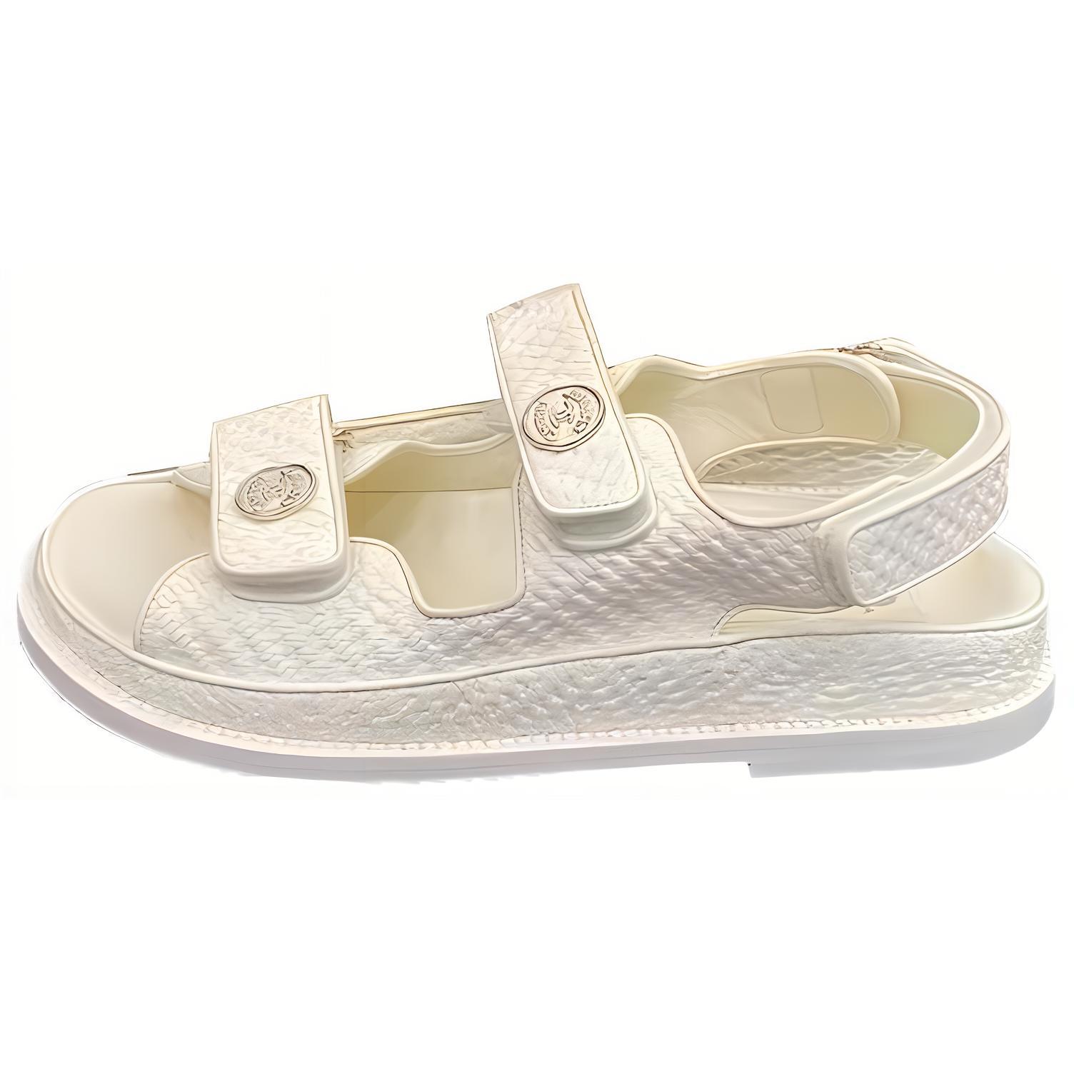 (Women) Chanel Velcro Flat White 'Fashion Slide' G35927-X56385-0M658