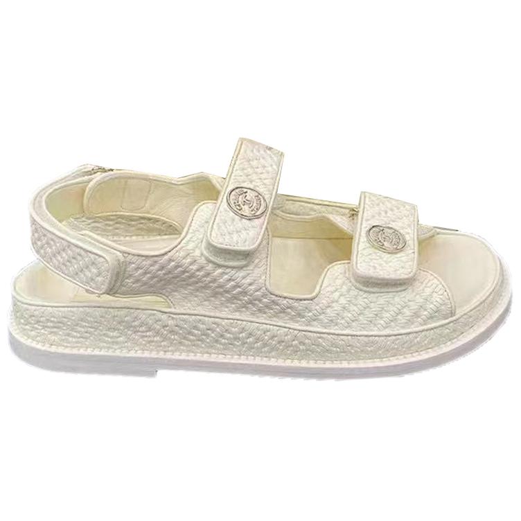 Order (W) Chanel Velcro Sandalia Plana Blanca 'Fashion Slide' G35927-X56385-0M658