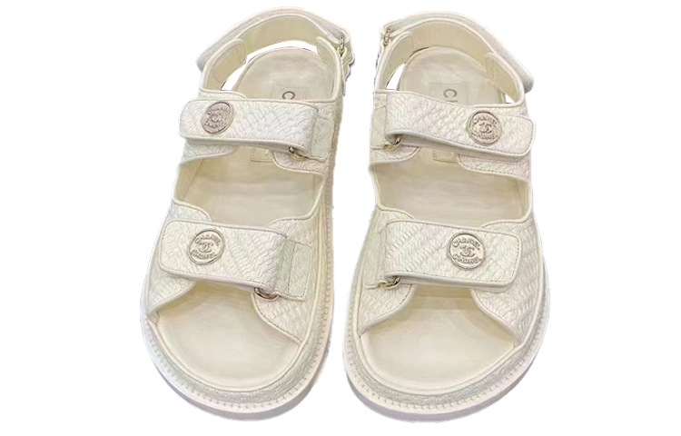 Lookbook (W) Chanel Velcro Sandalia Plana Blanca 'Fashion Slide' G35927-X56385-0M658