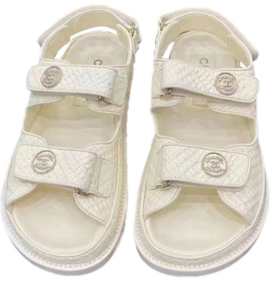 (W) Chanel Velcro Sandalia Plana Blanca 'Fashion Slide' G35927-X56385-0M658 Lookbook (W) Chanel Velcro Sandalia Plana Blanca 'Fashion Slide' G35927-X56385-0M658