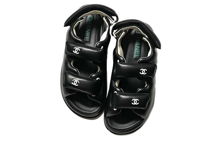 Buy (W) Sandal Velcro Macaron Chanel 'Hitam' G38886-X01000-94305