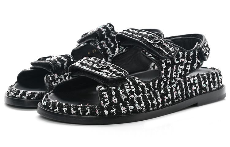 (W) Chanel Velcro Open-Toe Sandal 'Black' 圖 2