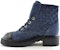 (W) Chanel But Kulit Arnab Kilatan But Pendek Tinggi 'Biru Hitam' G36424-Y55367-K3017