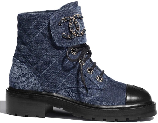 (Women) Chanel Velvet and Shiny Calfskin Warm Height-Increasing Short Boots 'Blue Black' G36424-Y55367-K3017 Order (Women) Chanel Velvet and Shiny Calfskin Warm Height-Increasing Short Boots 'Blue Black' G36424-Y55367-K3017