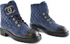 Shop (W) Chanel But Kulit Arnab Kilatan But Pendek Tinggi 'Biru Hitam' G36424-Y55367-K3017