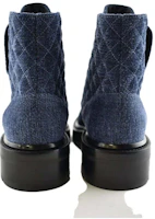 Details for (W) Botas Cortas Altura Aumentada Chanel Terciopelo y Cuero Brillo 'Azul Negro' G36424-Y55367-K3017