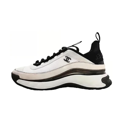 (W) Chanel Velvet Calfskin & Mixed Fibers Sneaker 'White Black'