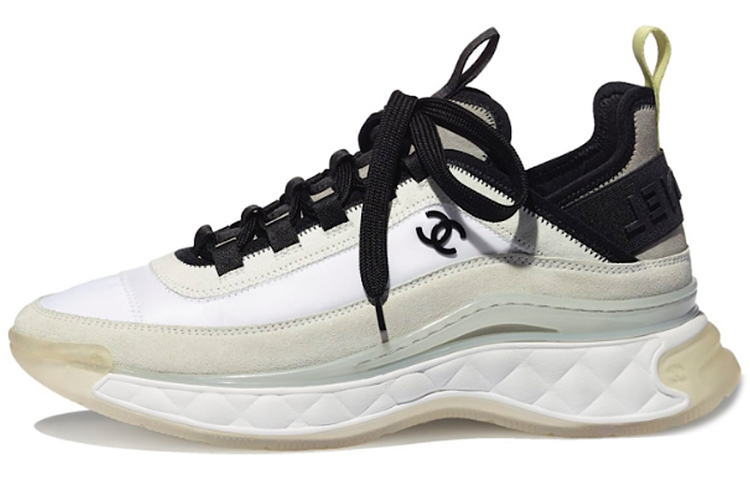 (W) Chanel Velvet Calfskin & Mixed Fibers Sneaker 'White Yellow'