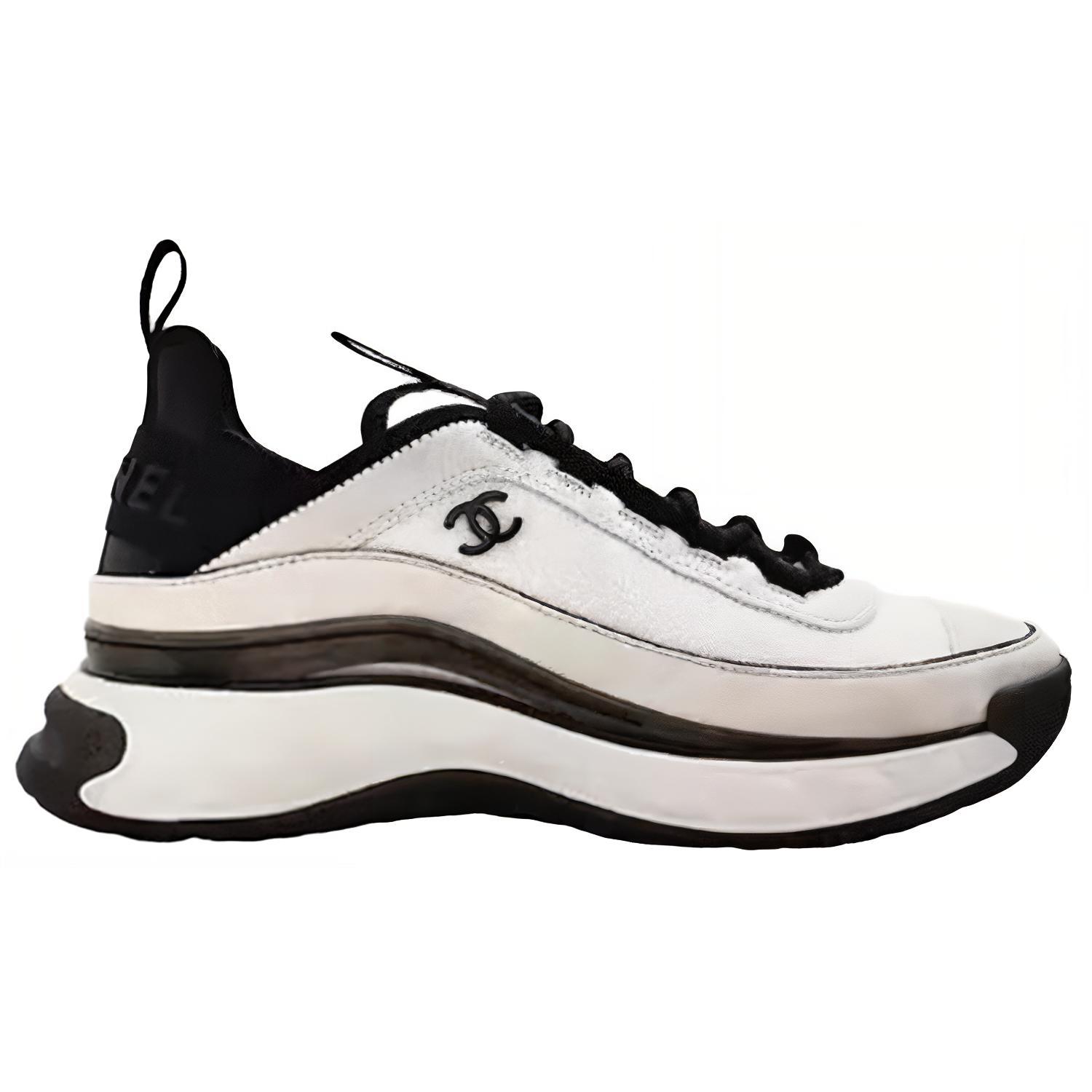 Order (W) 샤넬 벨벳 송아지 가죽 & 믹스 섬유 스니커즈 '화이트 블랙' G39070-Y55826-K4283